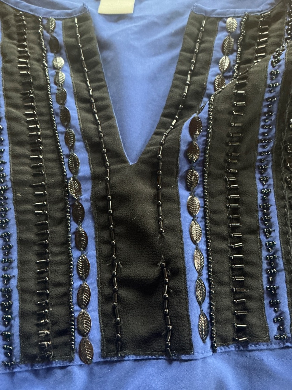 Chico’s Embellished Colorclock Top in Cobalt Combo Sz M EUC $109R - Picture 13 of 13